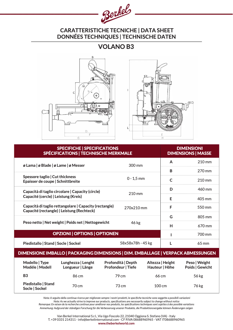 First page image of the manual for Volano B3