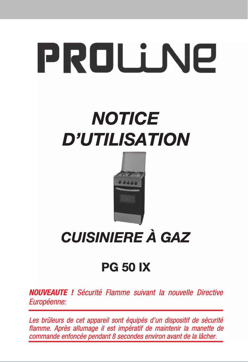 First page image of the manual for PG 50 IX