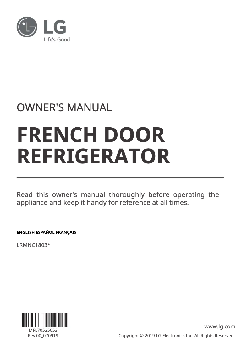 First page image of the manual for LRMNC1803S