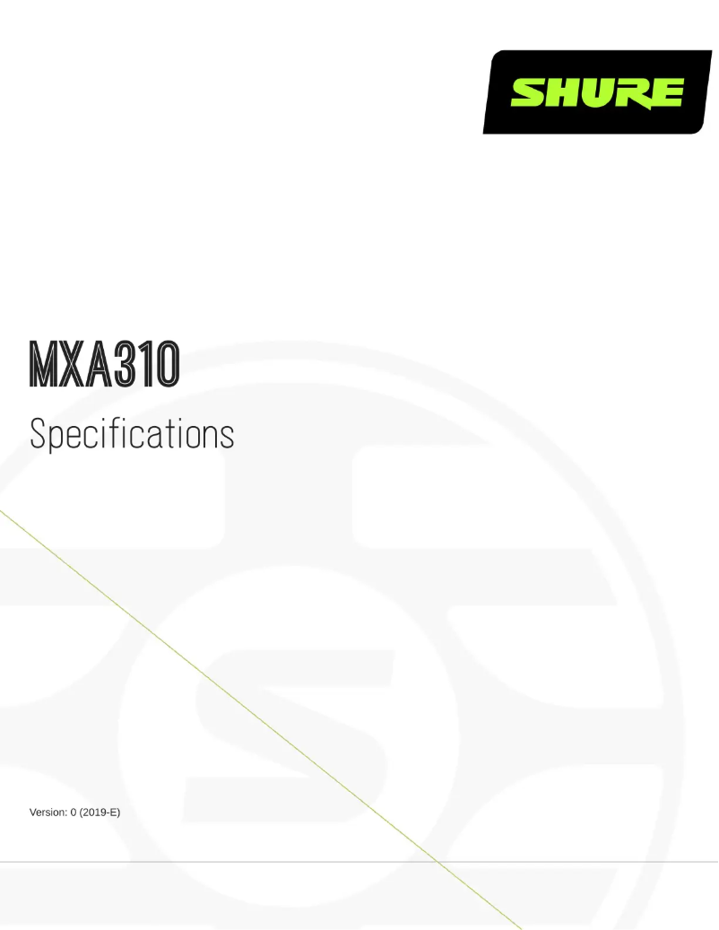Page 1 of the manual Technical Sheet Shure MXA310