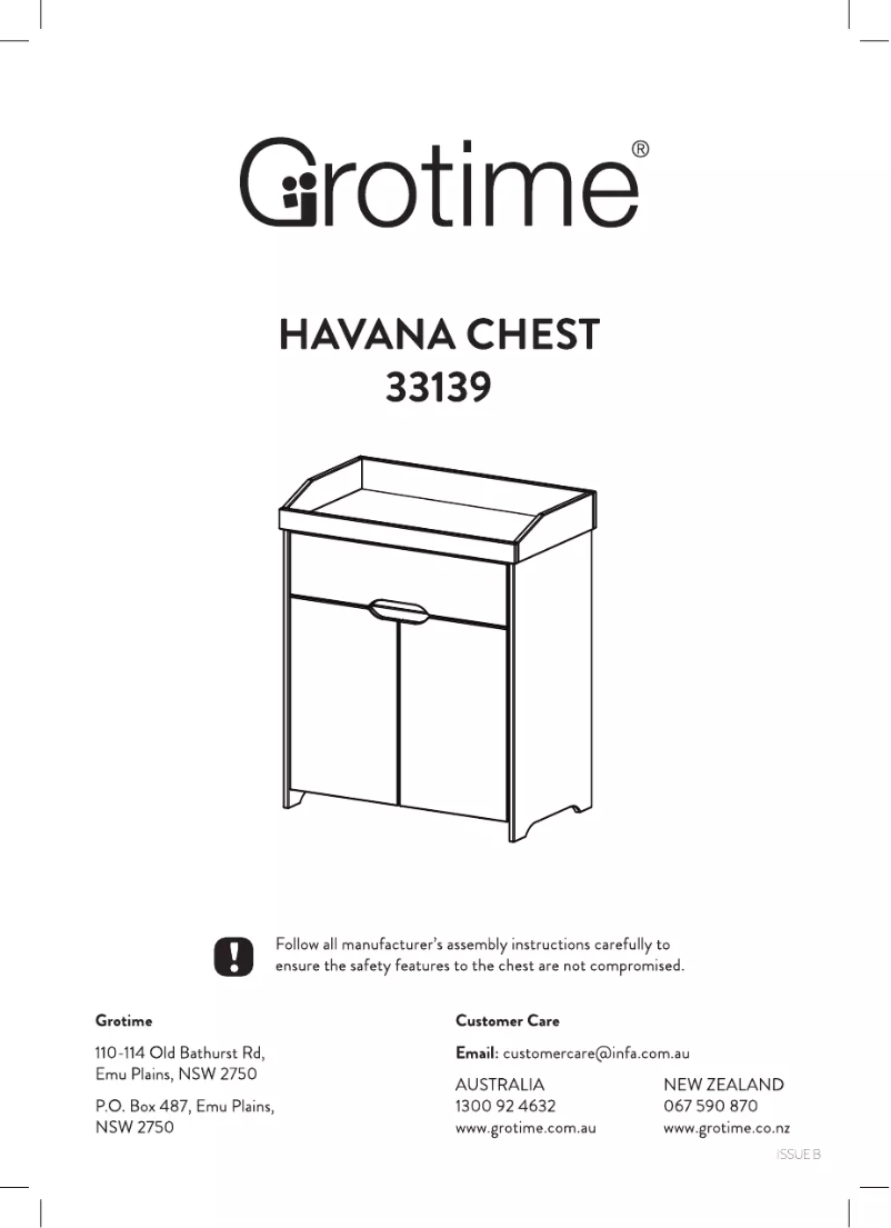 Page 1 of the manual User Manual Grotime Havana Chest