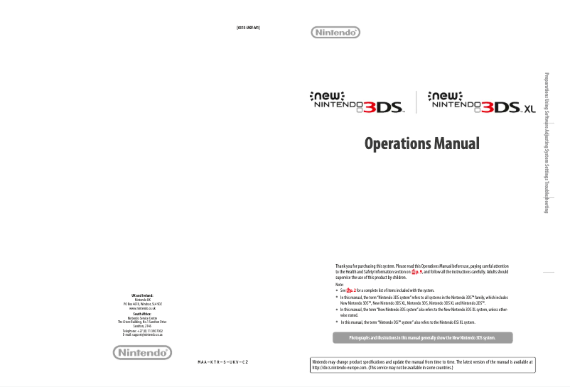 Page 1 de la notice Manuel utilisateur Nintendo NEW 3DS