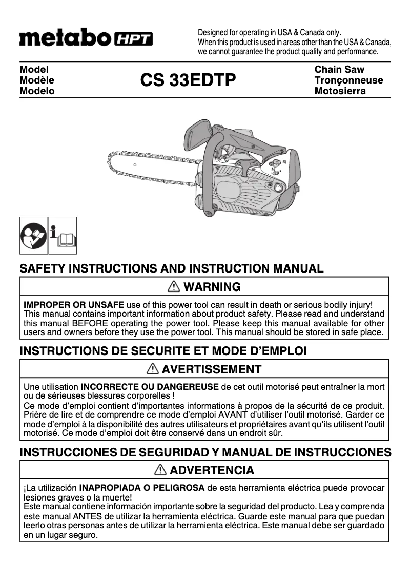 Page 1 of the manual User Manual HiKOKI CS33EDTP