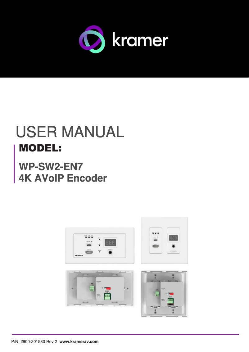 Page 1 of the manual User Manual Kramer WP-SW2-EN7