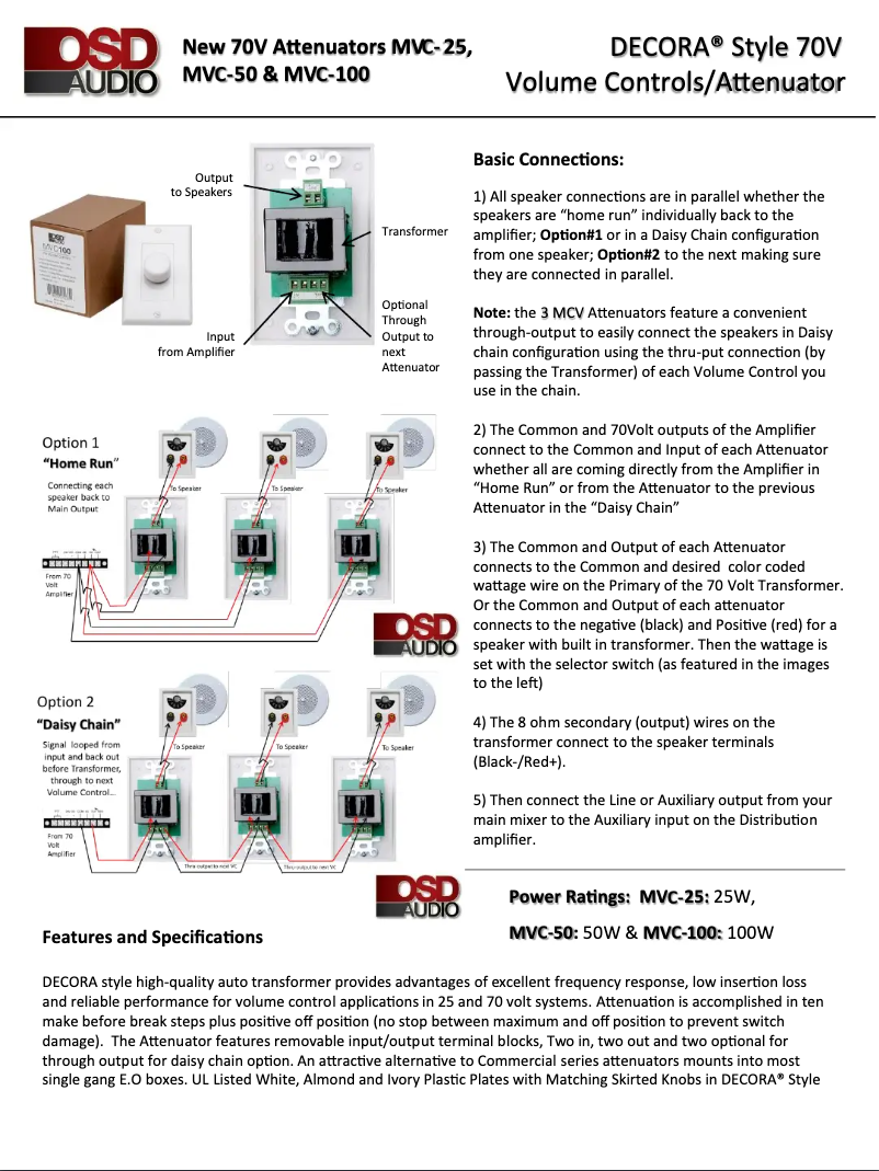 Page 1 of the manual User Manual OSD Audio MVC-25