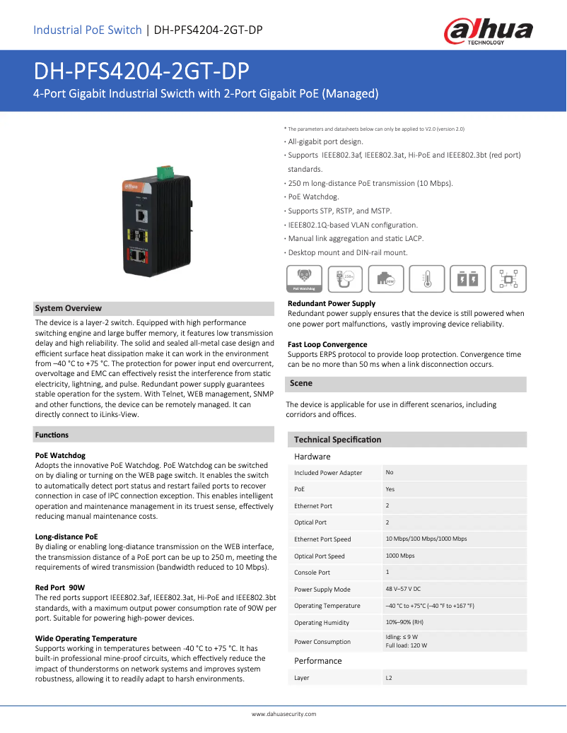 First page image of the manual for PFS4204-2GT-DP