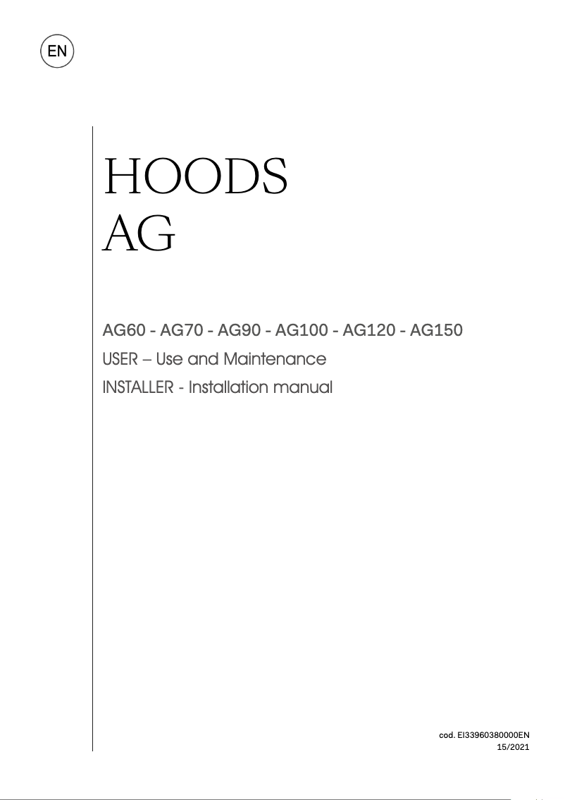 Page 1 of the manual User Manual Ilve AG90