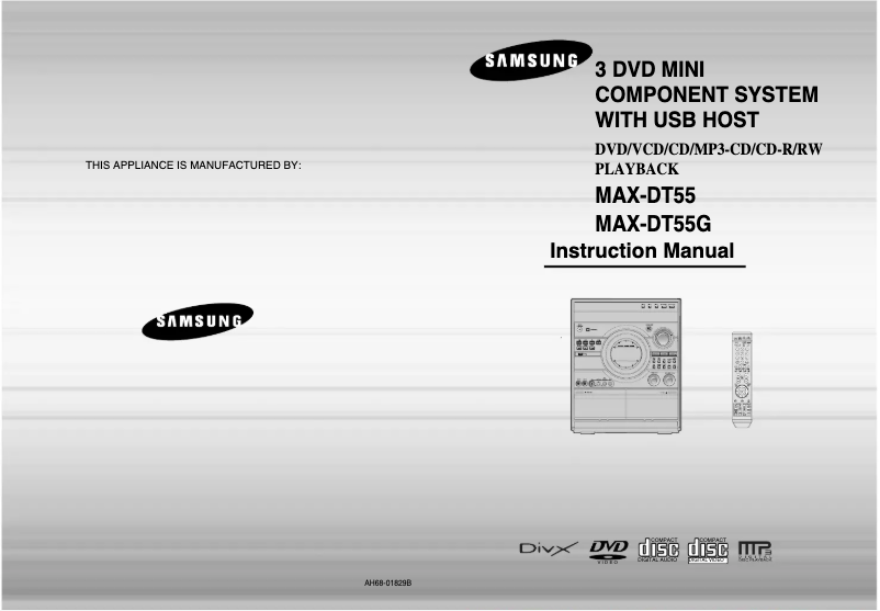 Page 1 of the manual User Manual Samsung MAX-DT55