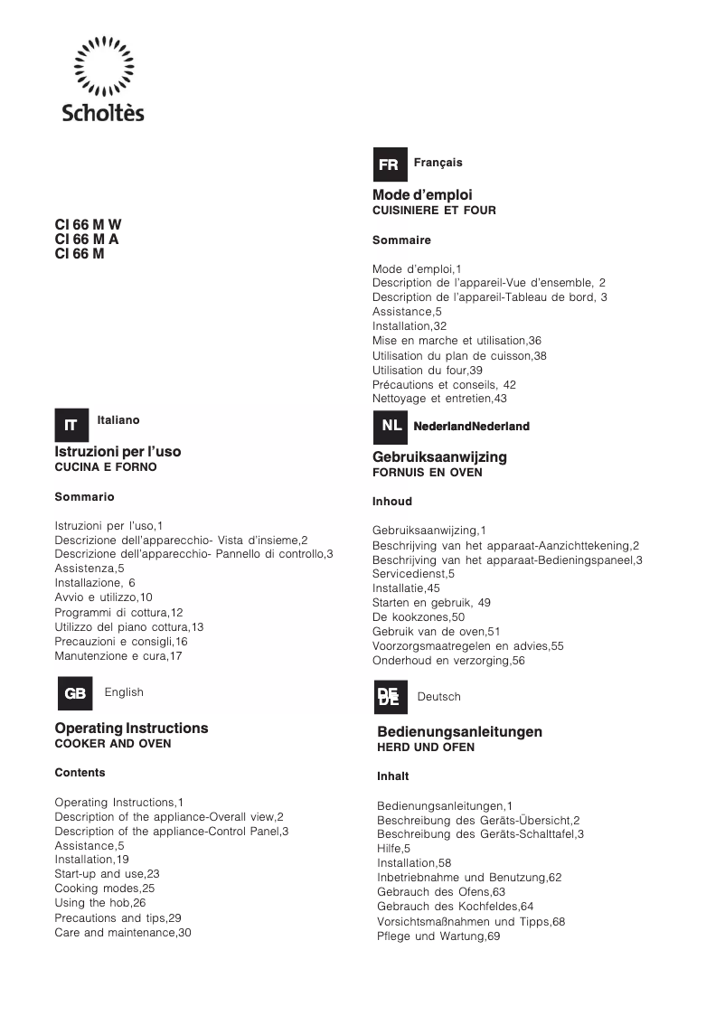 First page image of the manual for CI 66M A
