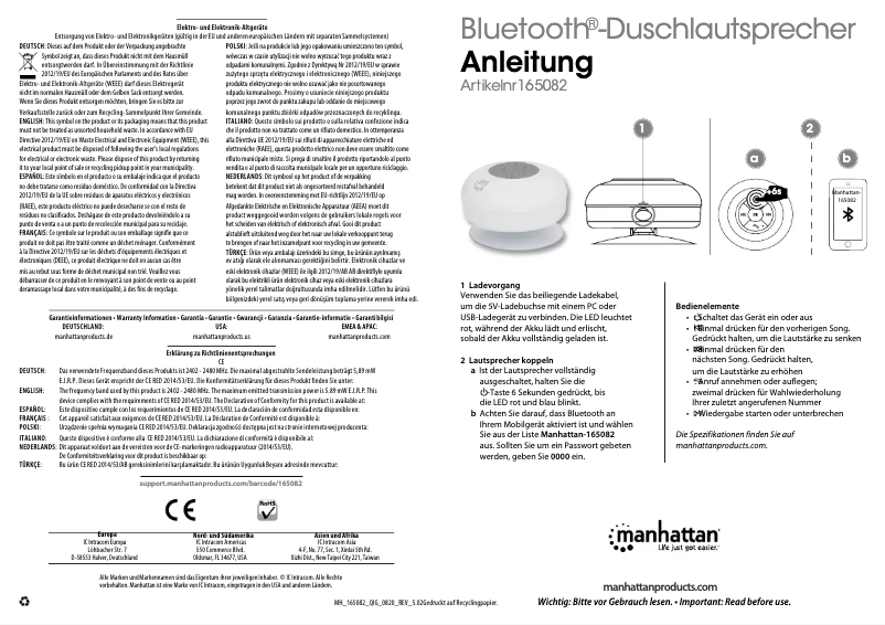 Page 1 of the manual User Manual Manhattan 165082