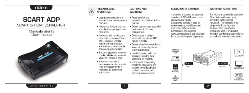 First page image of the manual for SCART ADP