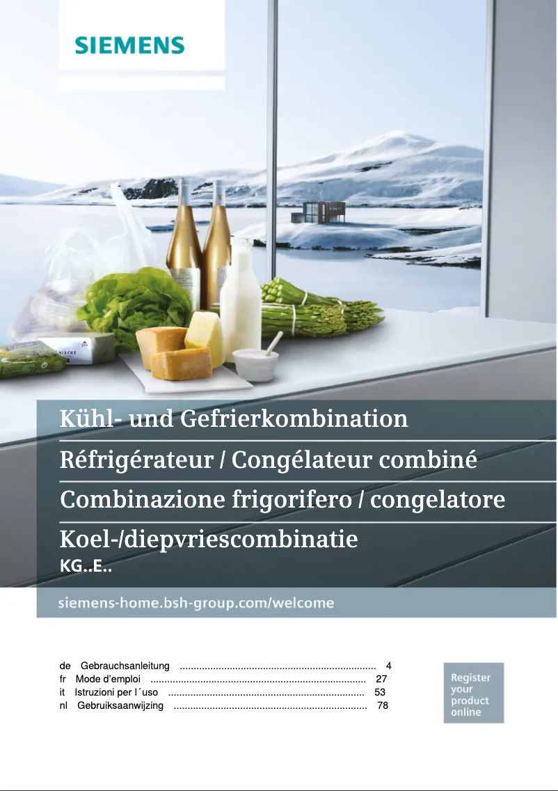 Page 1 of the manual User Manual Siemens KG39E2I4A