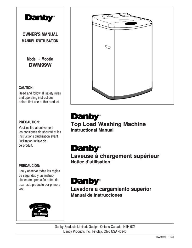 Page 1 of the manual User Manual Danby DWM99W