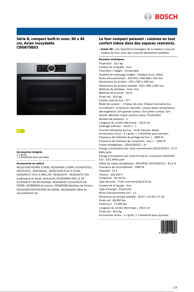 First page image of the manual for CBG675BS3