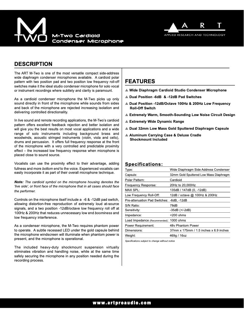 First page image of the manual for M-Two