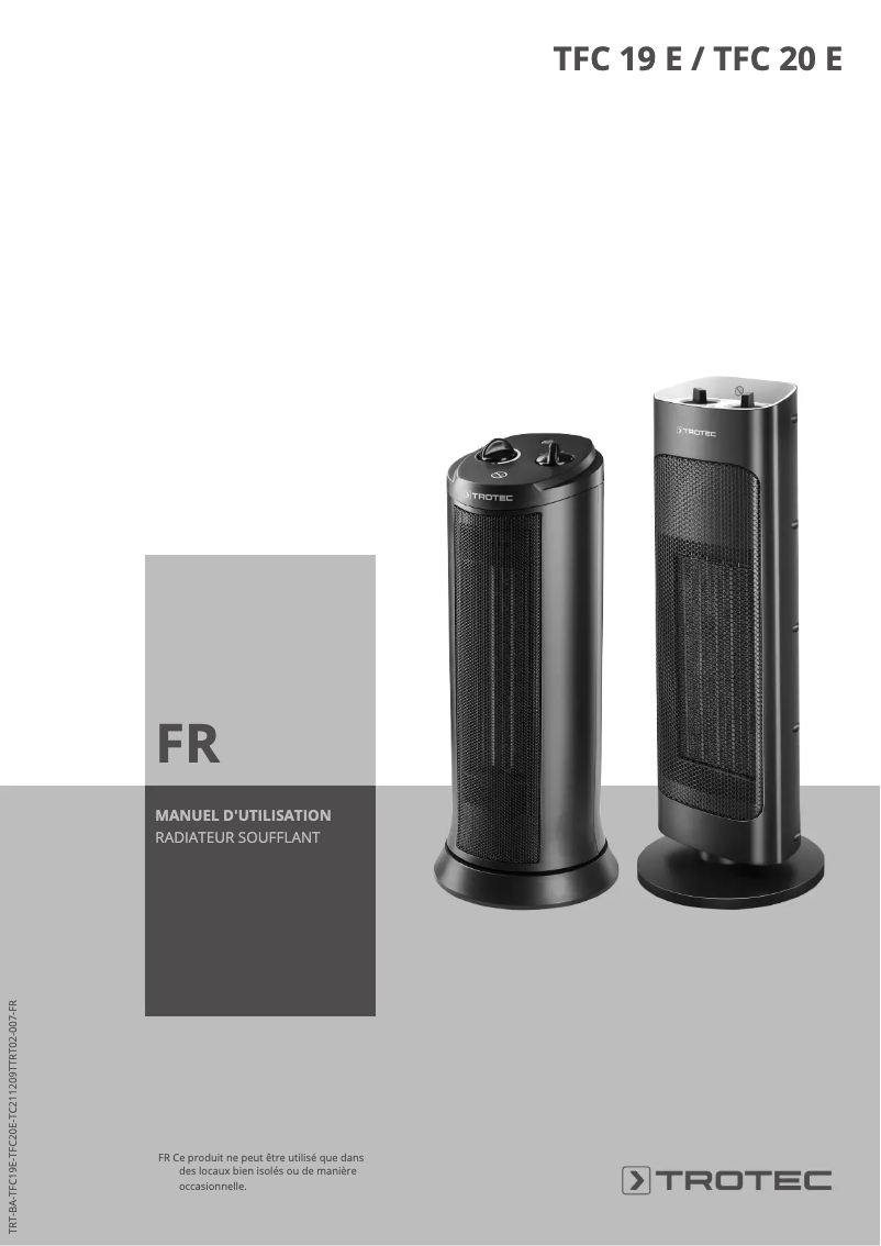 First page image of the manual for TFC 20 E