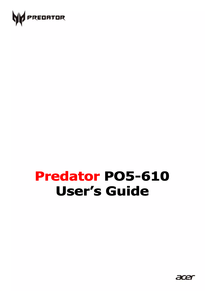 First page image of the manual for Predator PO5-610