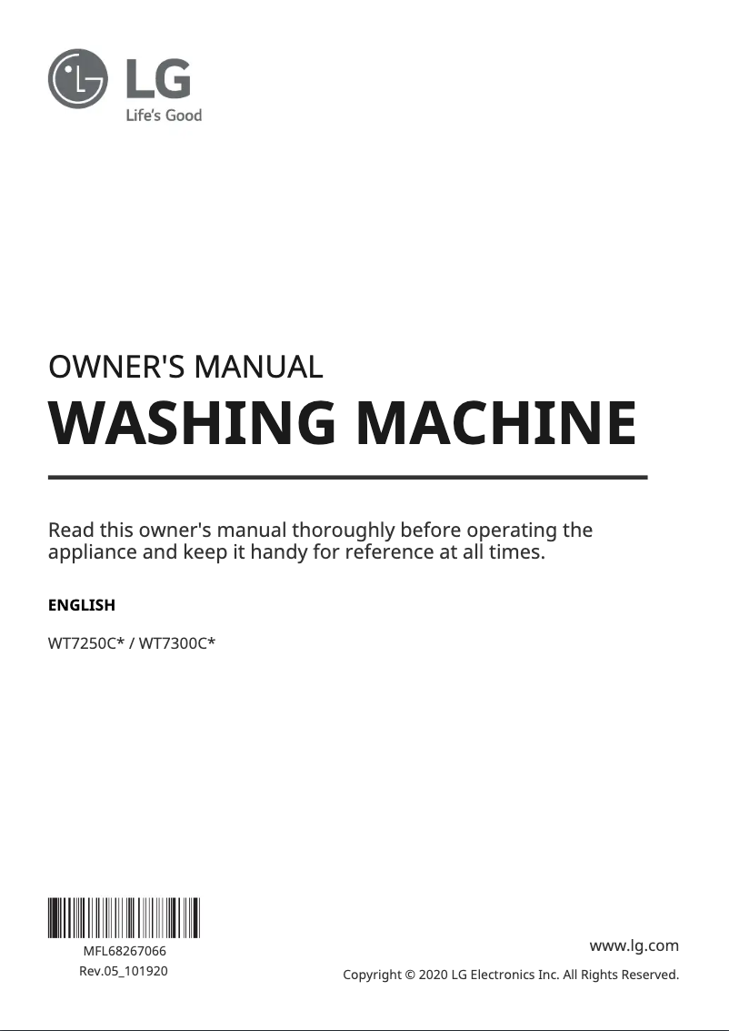 First page image of the manual for WT7300CV