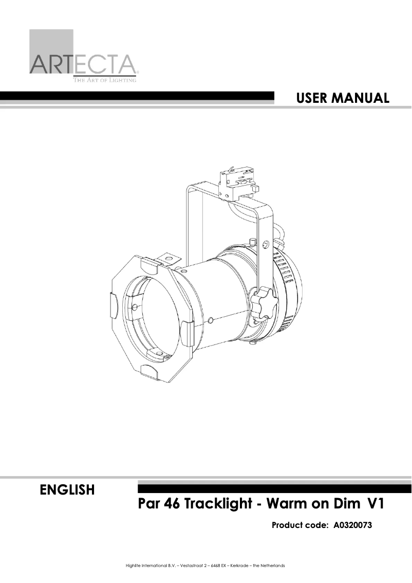 Page 1 of the manual User Manual Artecta Par 46 Tracklight - Warm on Dim