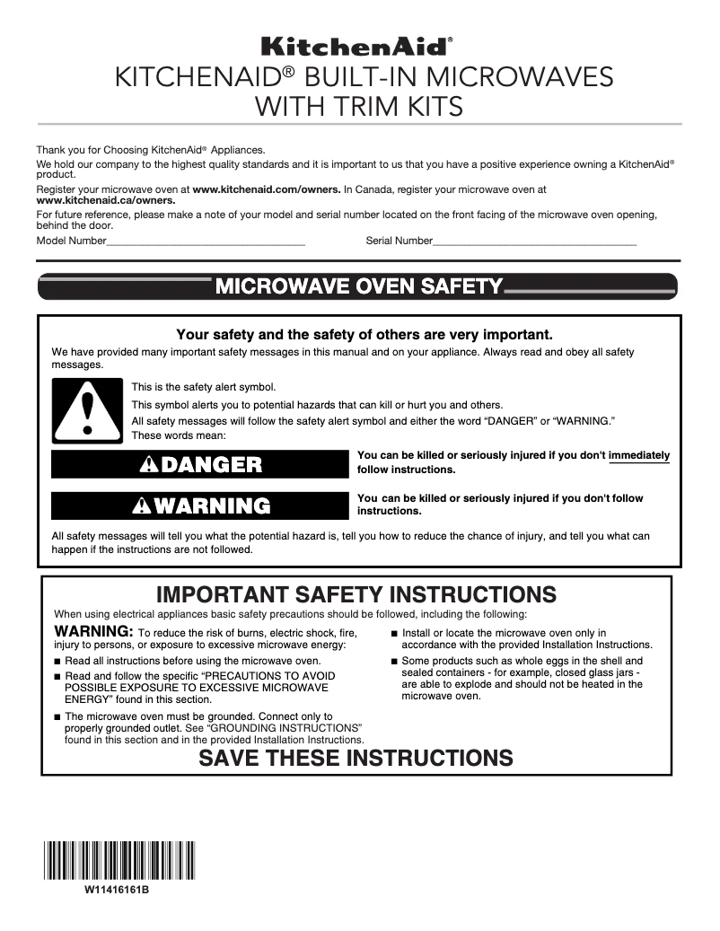 Page 1 of the manual User Manual KitchenAid KMBT5011KSS