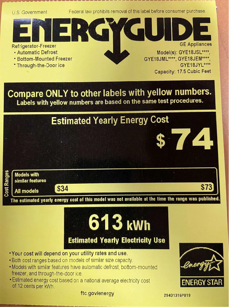 First page image of the manual for GYE18JYLFS