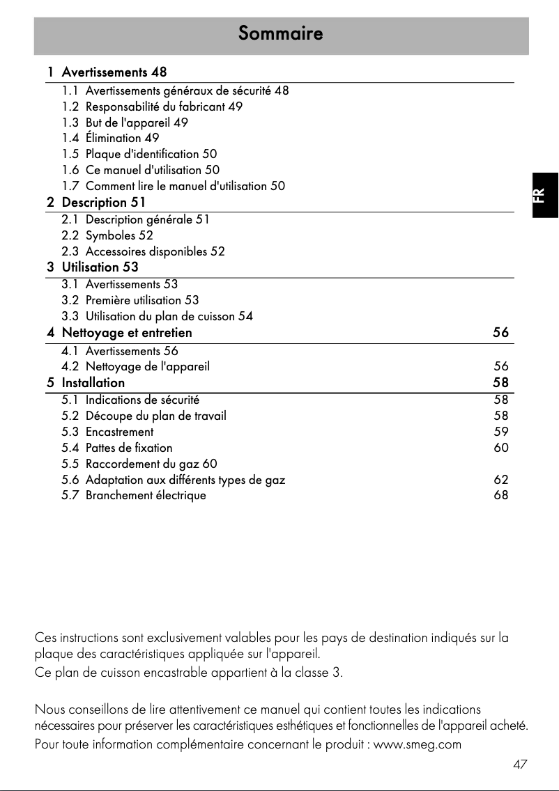 Page 1 of the manual User Manual Smeg PV164B3