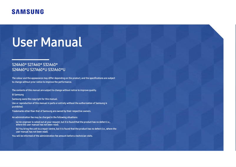 First page image of the manual for LS27A60PUUUXEN