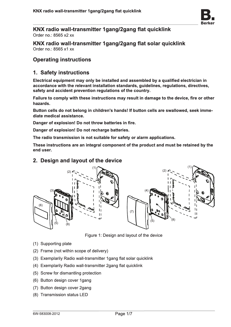 Page 1 of the manual User Manual Hager 85656139
