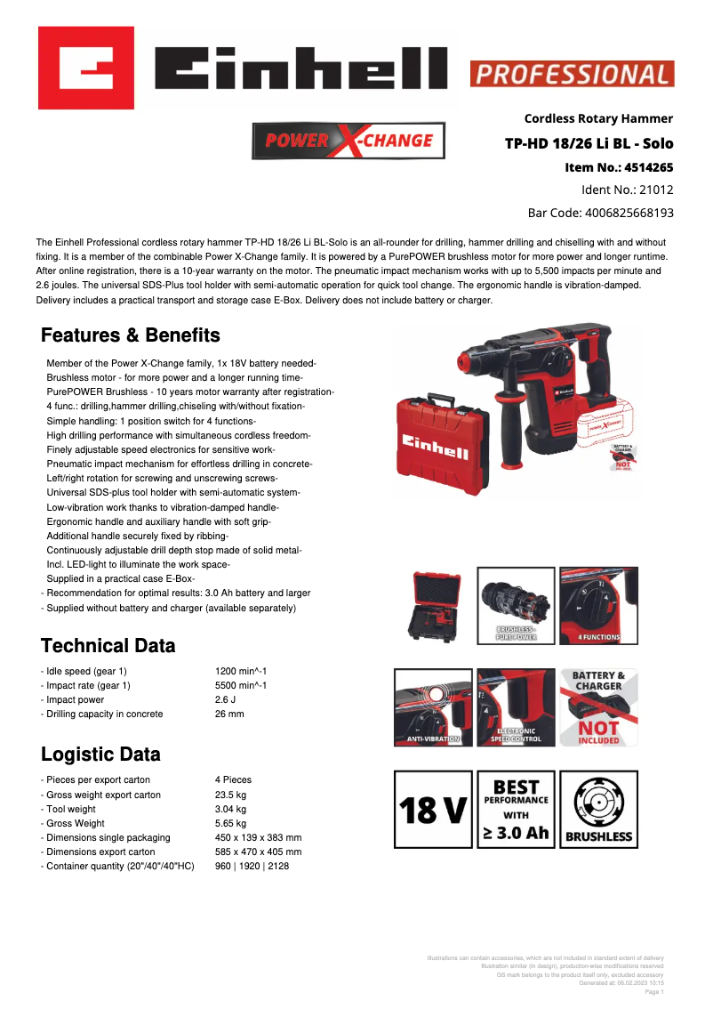 First page image of the manual for TP-HD 18/26 Li BL