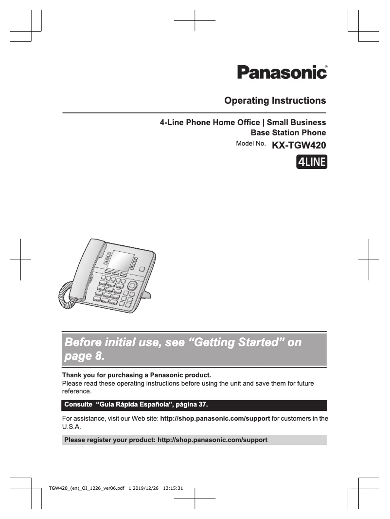 Page 1 of the manual User Manual Panasonic KX-TGW420