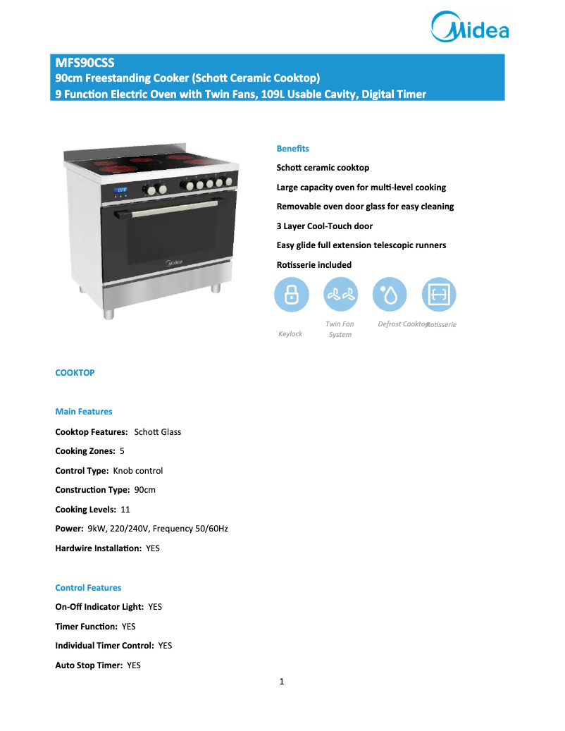 First page image of the manual for MFS90CSS