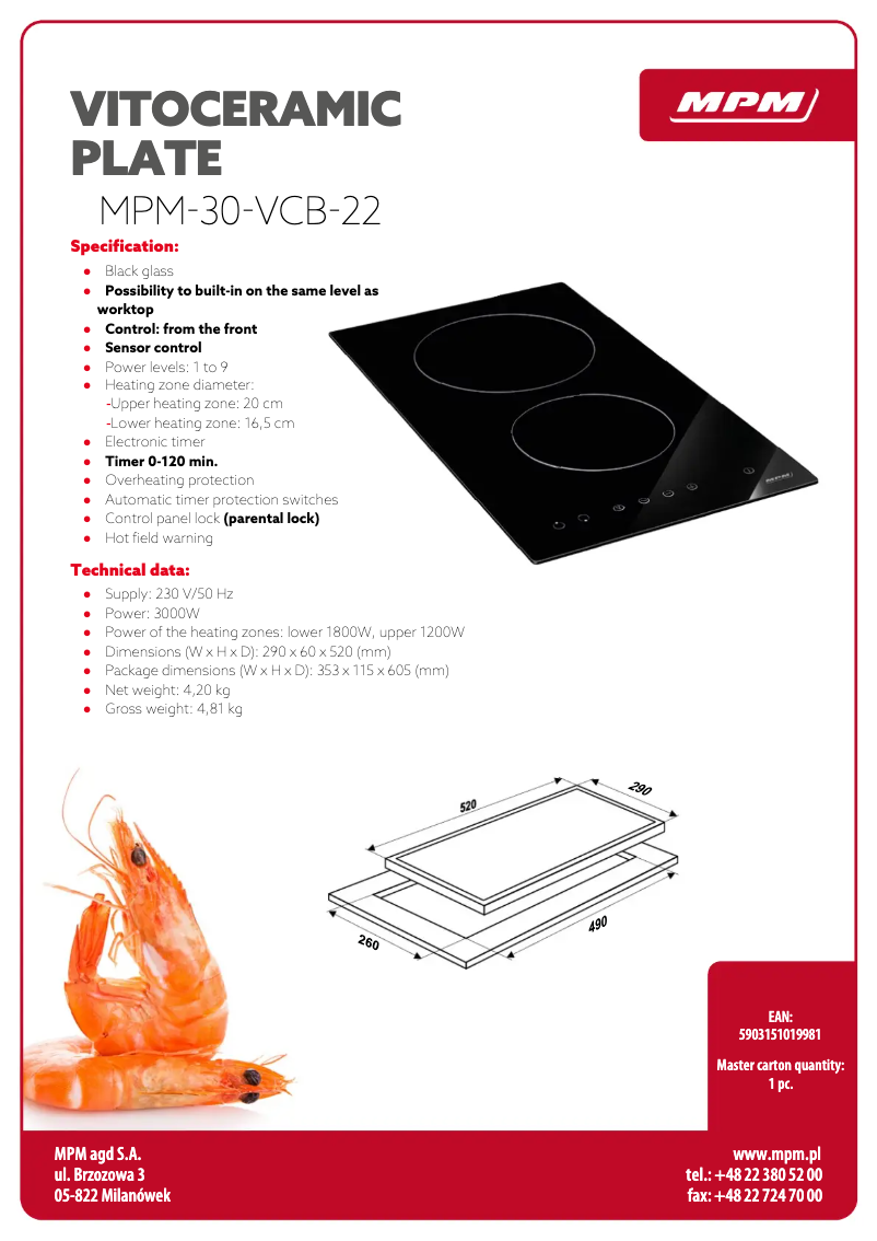 First page image of the manual for MPM-30-VCB-22/Y