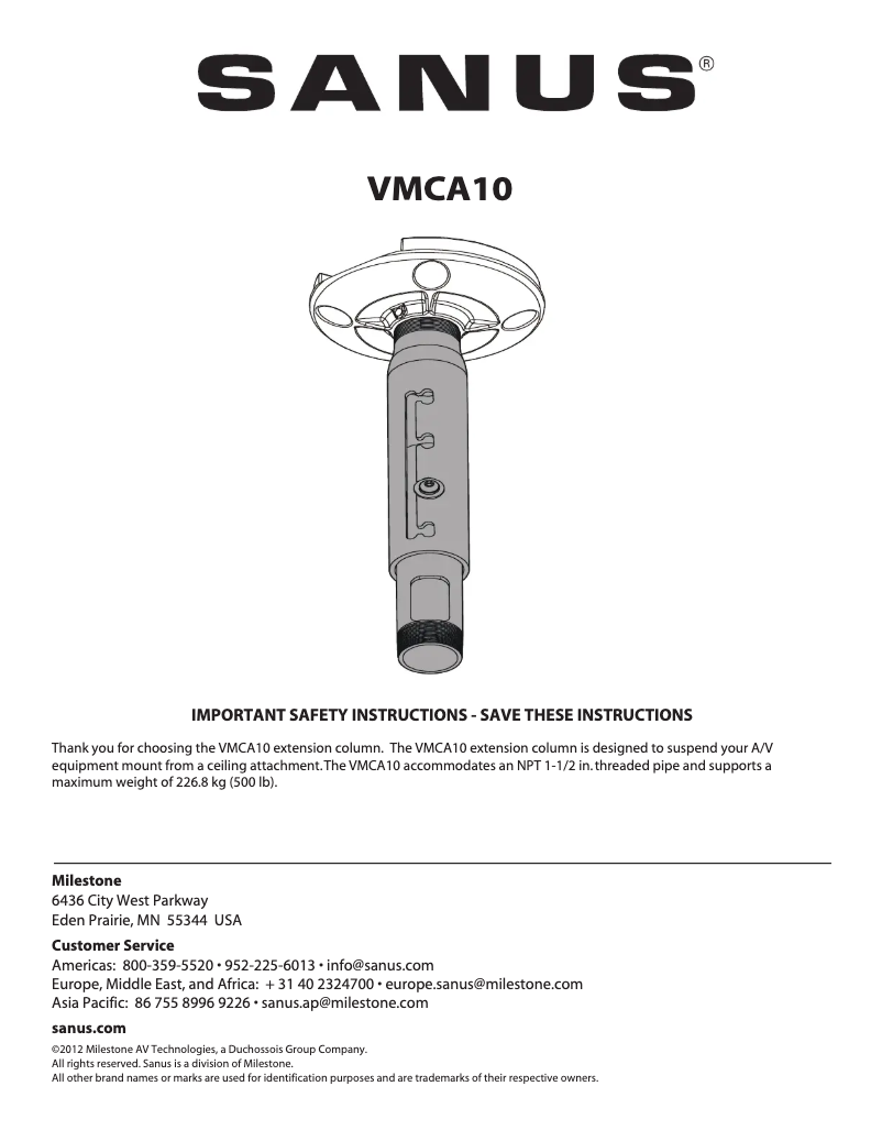 First page image of the manual for VMCA10
