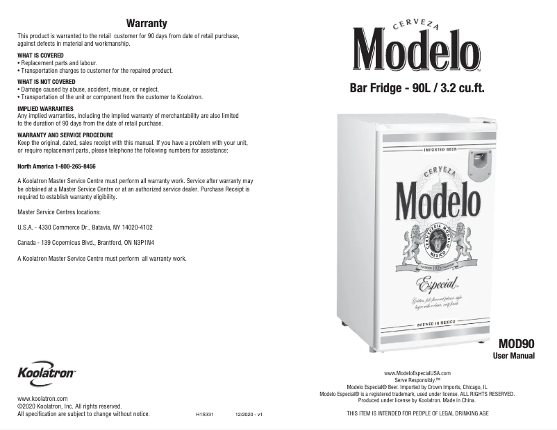 Page 1 of the manual User Manual Modelo MOD90