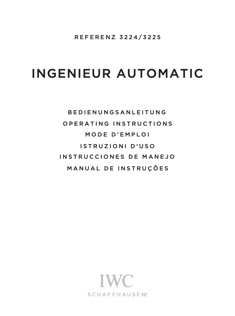 Page 1 of the manual User Manual IWC Ingenieur Automatic 3224