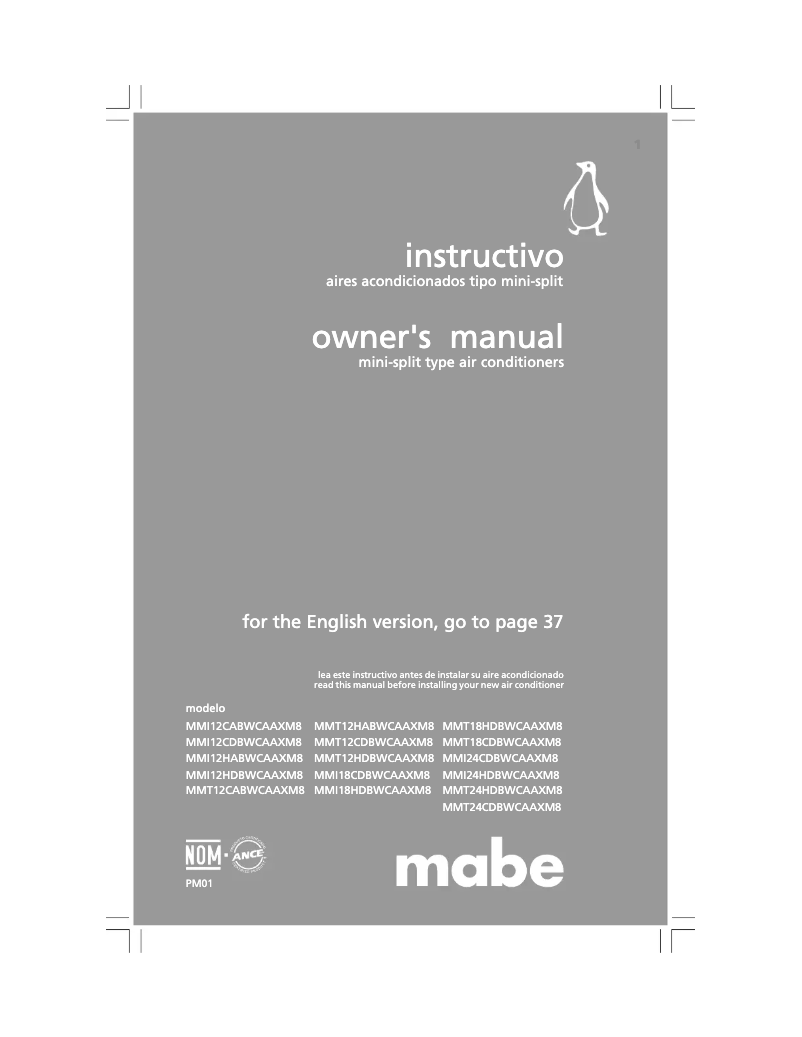 First page image of the manual for MMI24HDBWCAAXM8