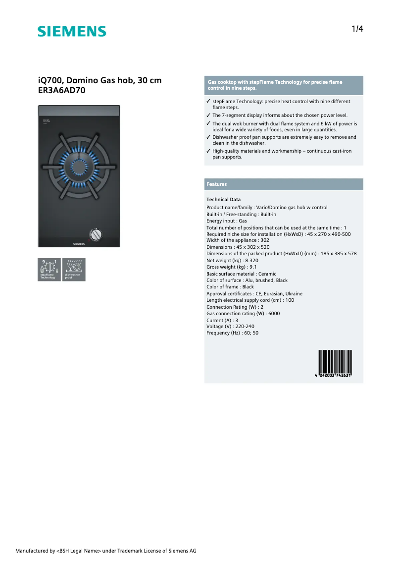 First page image of the manual for ER3A6AD70