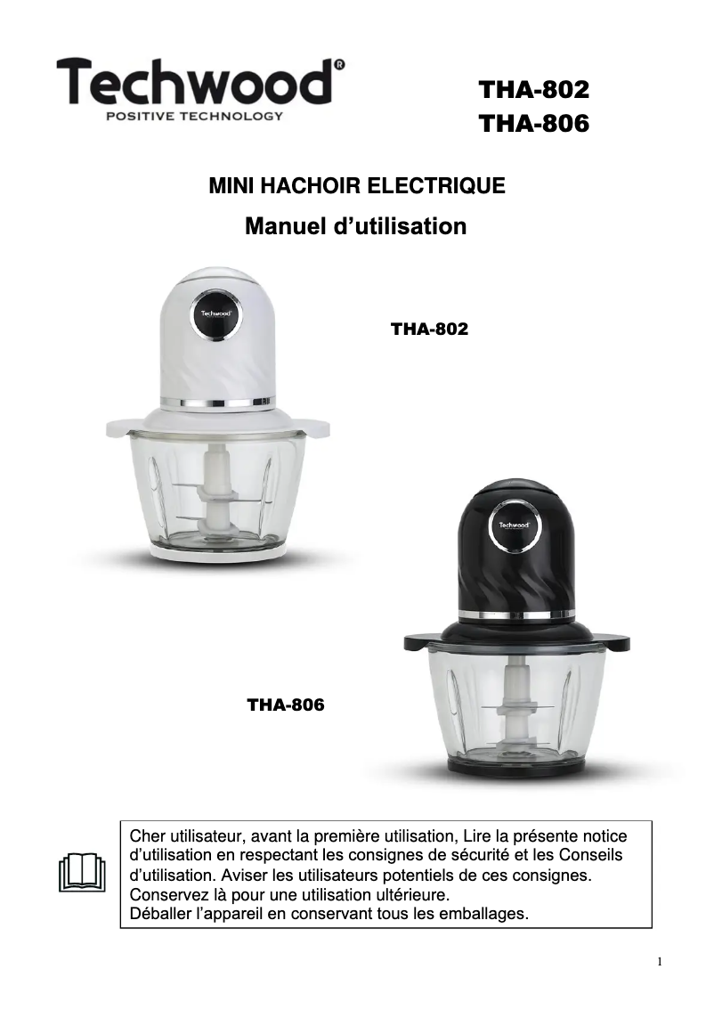 First page image of the manual for THA-806