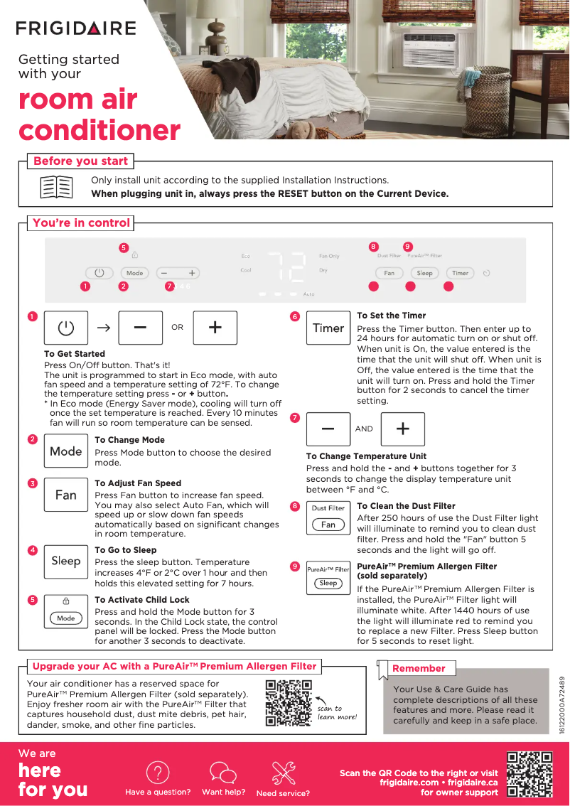First page image of the manual for FHWC084WB1