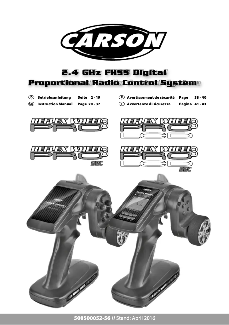 Page 1 of the manual User Manual Carson Reflex Wheel Pro 3 LCD