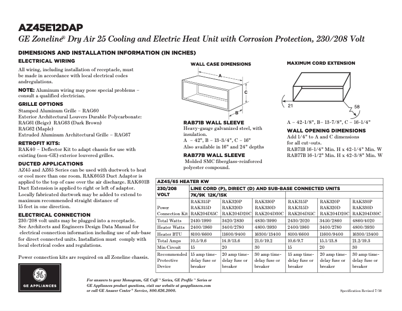 First page image of the manual for AZ45E12DAP