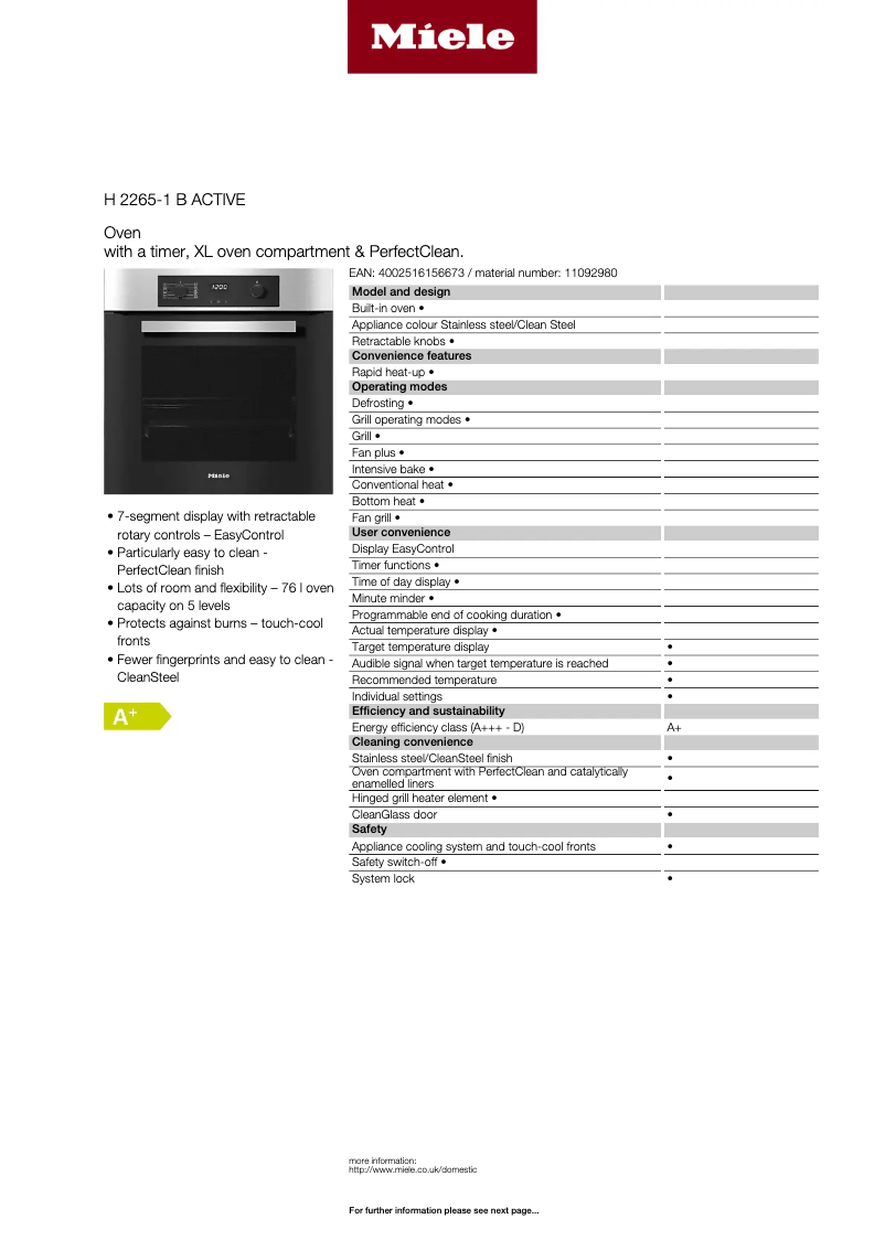 First page image of the manual for H 2265-1 B Active