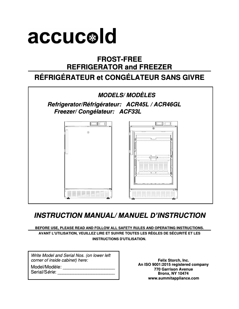 First page image of the manual for ACR45LSTO