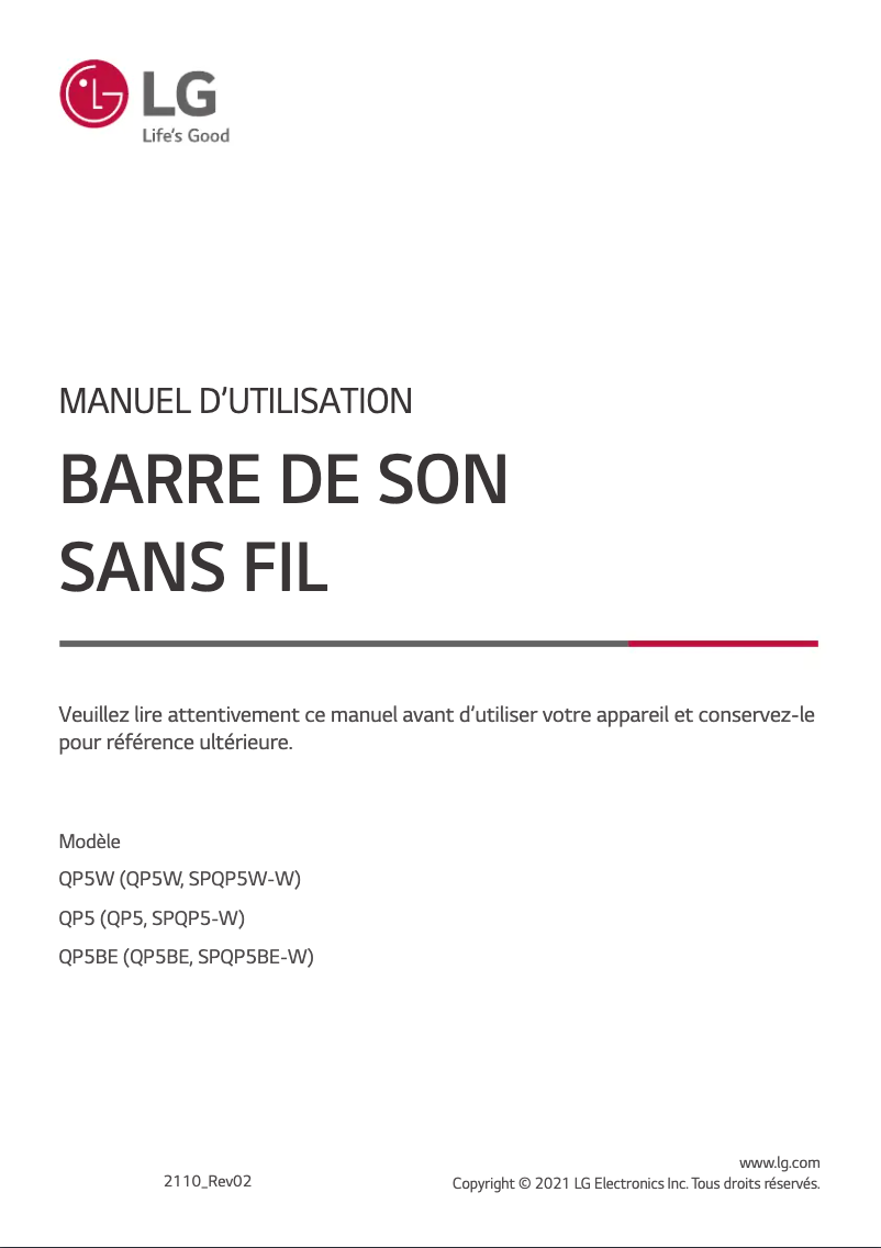 Page 1 of the manual User Manual LG QP5W