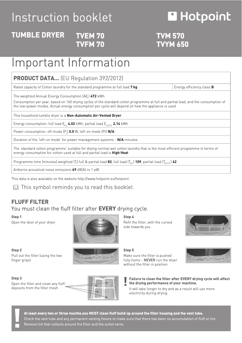 First page image of the manual for TVFM70BGP