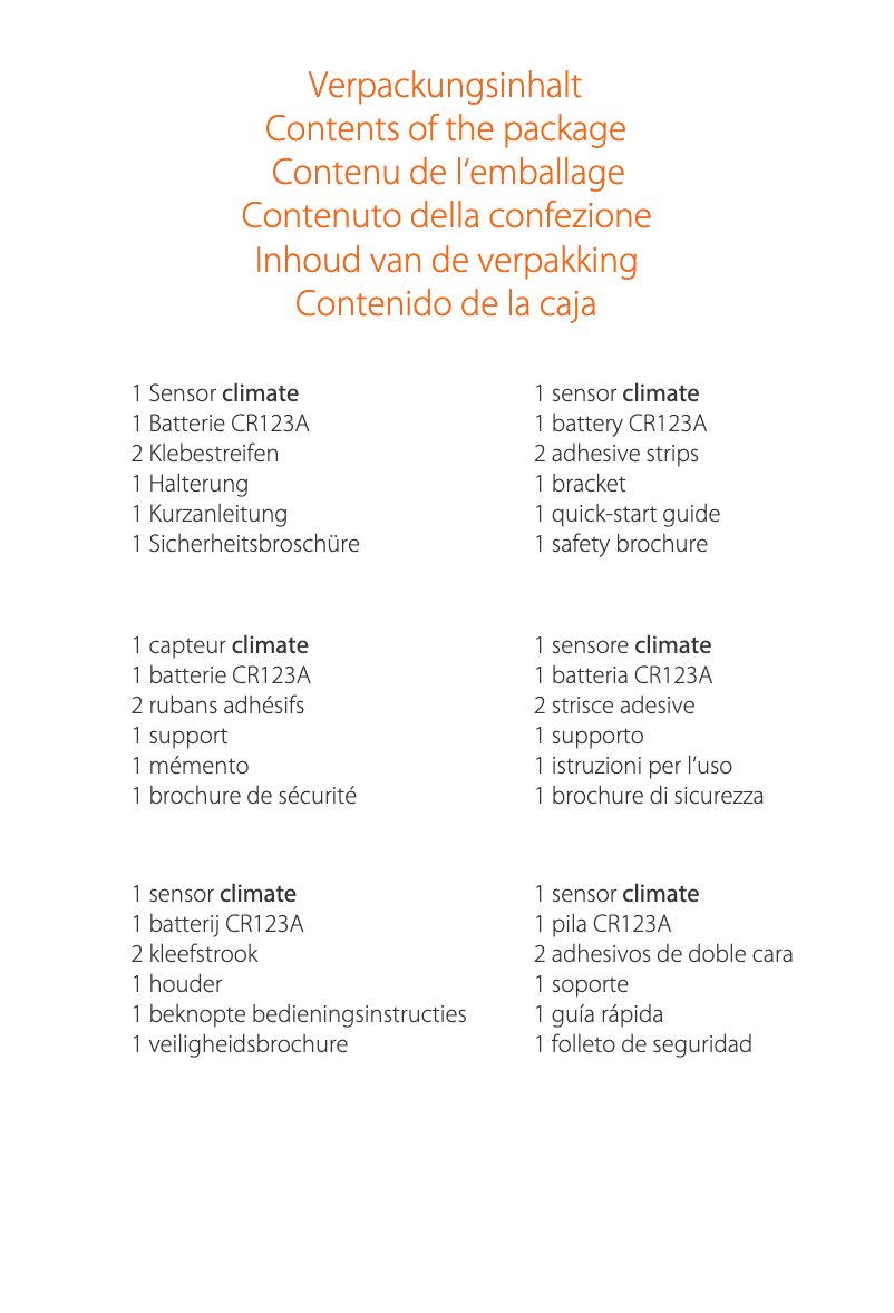 First page image of the manual for Climate