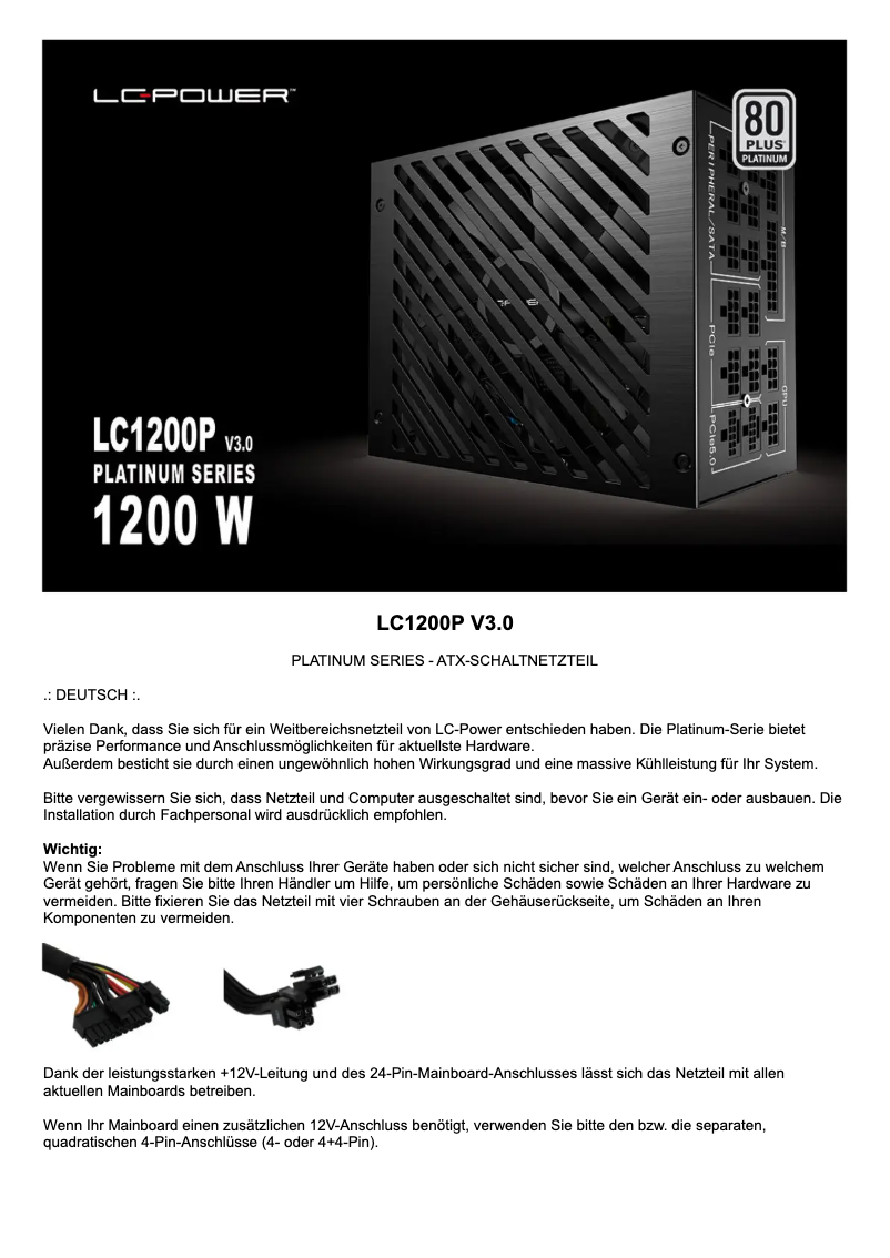 First page image of the manual for LC1200P V3.0