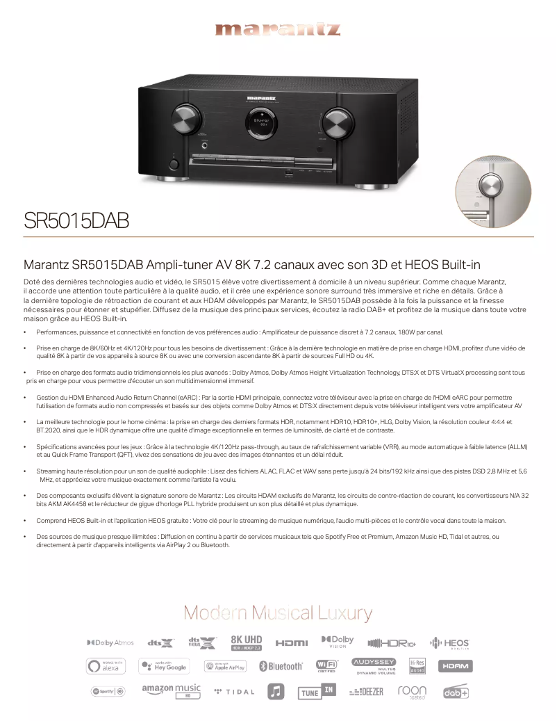 Page 1 of the manual User Manual Marantz SR5015 DAB