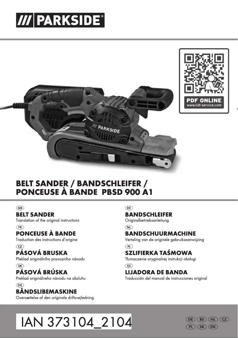 First page image of the manual for PBSD 900 A1
