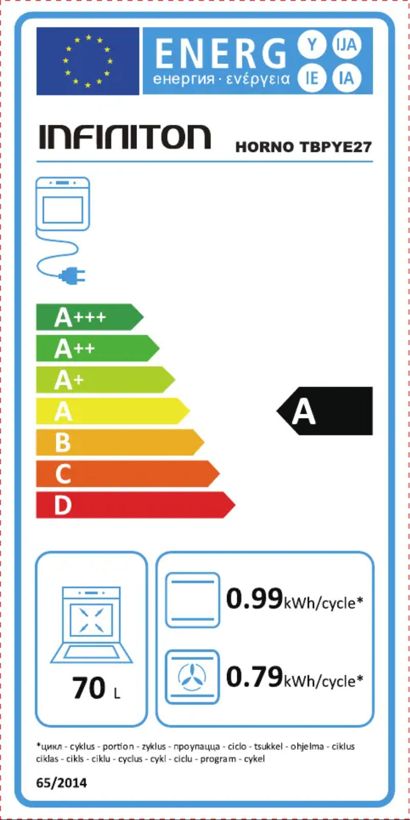 Page 1 of the manual Energy Label Infiniton TBPYE27